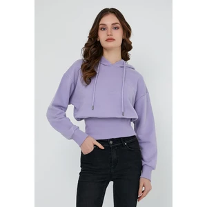 Polo State Kadın Kapüşonlu 3 Iplik Oversize Sweatshirt  Lila