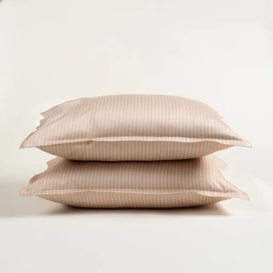 Zsa Zsa Zsu Solıd 300 Tc Çizgili 2'li Pamuk Saten %100 Pamuk Saten Yastık Kılıfı 50x70+2 Cm Kum Rengı