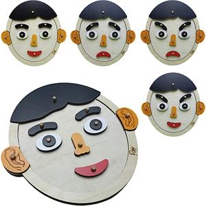 Montessori Ahşap Değişen Yüz Ifadeleri Bul-Tak-Çıkar