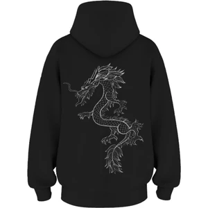 Oversize 'fıre Snake' Baskılı Kapşonlu Hoodie Sweatshirt