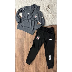 6-8-10-12-14-16 Yaş Yarım Fermuarlı Taraftar Eşofman Takımı