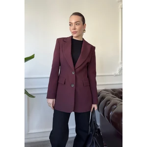 Nevür Detay Premium Blazer Ceket- Bordo