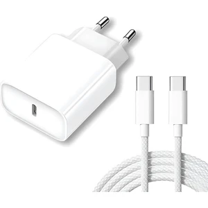 Apple iphone 16 / 16 Plus / 16 Pro / 16 Pro Max Uyumlu Type-C Hızlı Şarj Aleti Seti Beyaz