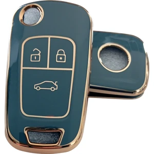 Opel Astra J Insignia Chevrolet Cruze Uyumlu Nano Kumanda Anahtar Kılıfı Oto Anahtarlık Gri Gold