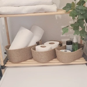 3lü Set Jüt Hasır Düzenleyici Sepet Seti, Dikdörtgen Jüt Sepet, Hasır Organizer