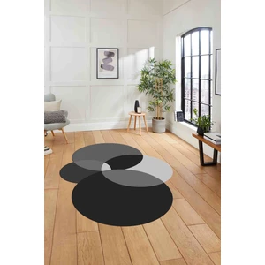 Napoli Home Dijital Lazer Kesim Daire Motifli Yıkanabilir Kaymaz Yolluk Mutfak Salon Halısı, Lazer-41-Gri,