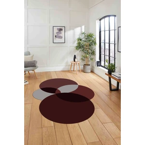 Napoli Home Dijital Lazer Kesim Daire Motifli Yıkanabilir Kaymaz Yolluk Mutfak Salon Halısı, Lazer-41-Bordo,