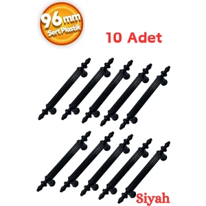 Triple Diamond 10 Adet 96 mm Siyah Çekmece Kulpları Dolap Mobilya Kulp Sert Polimer 1 Adet Vida Dahil( 9.6 cm ) = 96MM