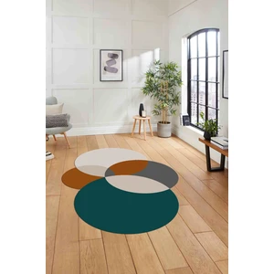 Napoli Home Dijital Lazer Kesim Daire Motifli Yıkanabilir Kaymaz Yolluk Mutfak Salon Halısı, Lazer-41-Renkli,