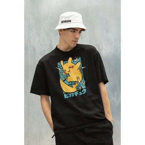 Pokemon Baskılı Unisex Tişört, Oversize Pikaçu Tişört