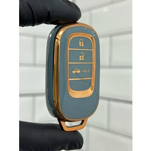 Yeni Honda Civic Crv Hrv Accord Smart Nano Anahtar Kılıfı 3 Buton Gri Gold