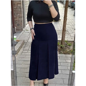 Tesettür Büyük Beden Fişekli Astarlı Portoriko Kloş Anne Eteği Urun Boy 95 cm