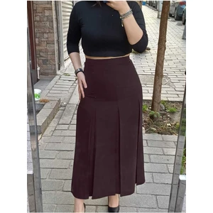 Tesettür Büyük Beden Fişekli Astarlı Portoriko Kloş Anne Eteği Urun Boy 95 cm