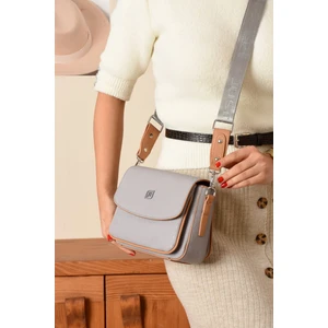 Just Polo Yeni Sezon Kolon Askılı 4 Bölmeli Gri Kadın Omuz Çantası 21X16CM PBU2174