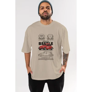 Volkswagen Beetle Ön Baskılı Oversize T-Shirt Erkek Kadın Unisex Pamuk Bisiklet Yaka Tişort