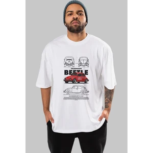 Volkswagen Beetle Ön Baskılı Oversize T-Shirt Erkek Kadın Unisex Pamuk Bisiklet Yaka