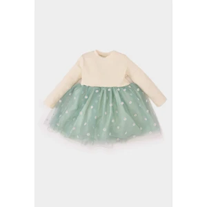 Kız Bebek Çiçekli Uzun Kollu Tül Elbise D9327A525SP