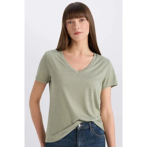 Regular Fit V Yaka Basic Düz Kısa Kollu Tişört W9204AZ25SP