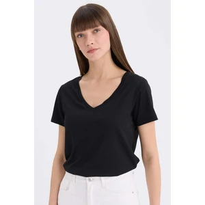Regular Fit V Yaka Basic Düz Kısa Kollu Tişört W9204AZ25SP