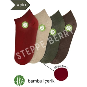 Steppe Berry 4 Çift Kadın Bambu Patik Çorap