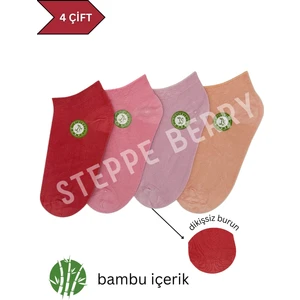 Steppe Berry 4 Çift Kadın Bambu Patik Çorap