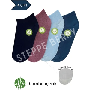 Steppe Berry 4 Çift Kadın Bambu Patik Çorap