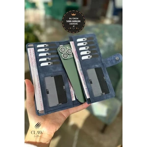 Hakiki Deri Telefon Bölmeli Unisex Cüzdan