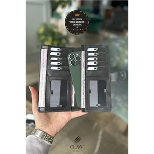Hakiki Deri Telefon Bölmeli Unisex Cüzdan