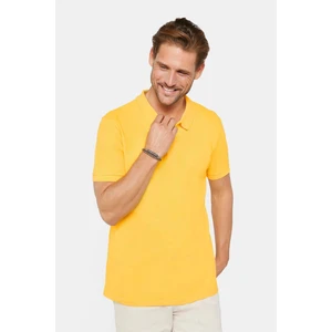 Erkek Slim Fit Dar Kesim Pamuk Sarı Polo Yaka Tişört