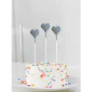 Parti Adresi Kalp Pasta mumu Metalik Gümüş 3'lü