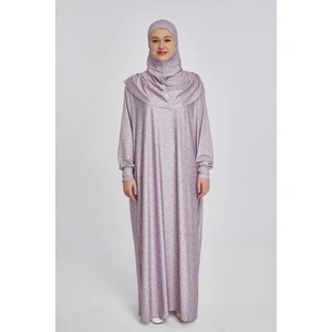 Manolyaşal Pratik Tek Parça Çiçek Desenli Namaz Elbisesi - Pembe