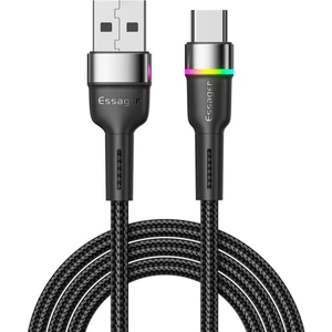 LED Işıklı 2 Metre 3A USB To Type-C Ultra Hızlı Şarj Kablosu Dayanıklı Renkli LED Işıklı Kablo