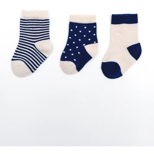 3'lü Organik Bebek Çorap  Lacivert / (Gots) Seltifikalı Yenidoğan Organik Çorap