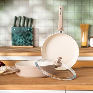 Crystal 3 Parça Tencere Tava Seti Rosegold