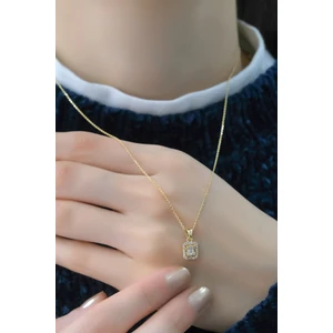Aytek Gold Baget Taşlı Kolye