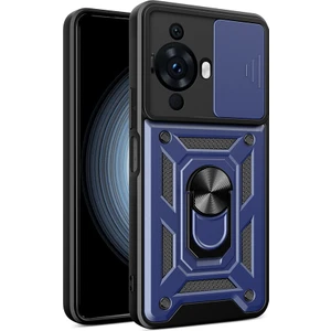 Huawei Nova 12S Uyumlu Kılıf Yüzüklü Sürgülü Kamera Korumalı Pars Lacivert + Ekran Koruyucu