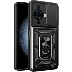 Huawei Nova 12S Uyumlu Kılıf Yüzüklü Sürgülü Kamera Korumalı Pars Siyah