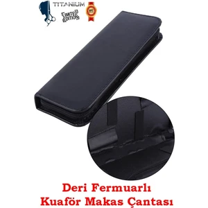 Deri Fermuarlı Kuaför Makas Çantası Berber Makas Çantası Berber Özel Alet Çantası
