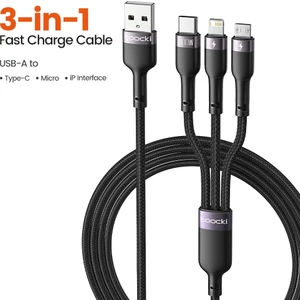 3 In 1 USB Kablosu 6A 100W Mikro USB Tip C Şarj ve Data Kablosu