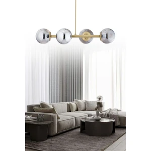 ŞL Şef Light Luxury Modern Tasarım Eskitme 4'lü Füme Glop Camlı Avize