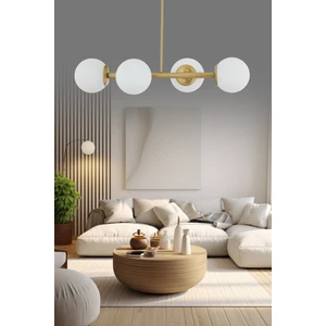 ŞL Şef Light Luxury Modern Tasarım Eskitme 4'lü Beyaz Glop Camlı Avize