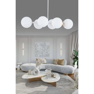 ŞL Şef Light Luxury Modern Tasarım Beyaz 6'li Beyaz Glop Camlı Avize