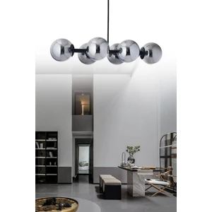 ŞL Şef Light Luxury Modern Tasarım Siyah 6'li Füme Glop Camlı Avize