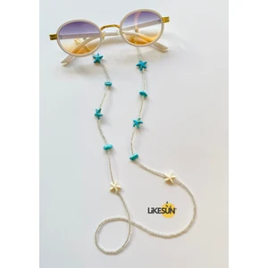 Firuze Turkuaz Doğaltaş Gözlük Askısı Gözlük Ipi Antikayıp Gözlük Zinciri (Çift Dolama Kolye)