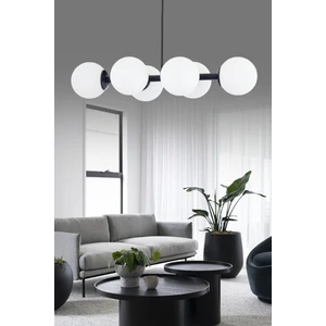ŞL Şef Light Luxury Modern Tasarım Siyah 6'li Beyaz Glop Camlı Avize