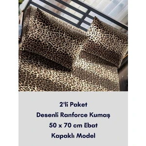 Latte Tekstil Leopar Desenli Ranforce Pamuklu Kumaş Kapaklı Yastık Kılıfı 2'li Paket 50X70 cm