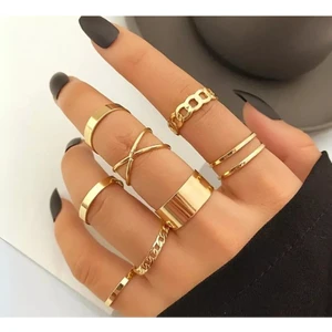 Utay Life Utaylife Kadın Gold 10'lu Kombin Yüzük Seti