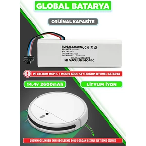 Global Batarya Xiaomi Mi Vacuum Mop 1c 2in1 Akıllı Robot Süpürge Bataryası 14.4V 2600MAH Pil