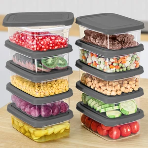 Meleni Home 10 Adet Dikdörtgen Erzak Saklama Kabı - Mikrodalgaya Uygun Düzenleyici Organizer 740ML Gri