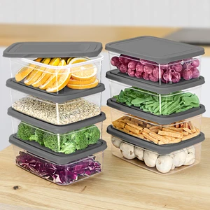 Meleni Home 8 Adet Dikdörtgen Erzak Saklama Kabı - Mikrodalgaya Uygun Düzenleyici Organizer 1900ML Gri